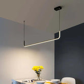 Curved U-Shaped Black Metal LED Pendant Light - Clowas